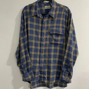 VTG Sears Roebuck Single Needle Tailoring Plaid Button‎ Down Shirt Men's XXL